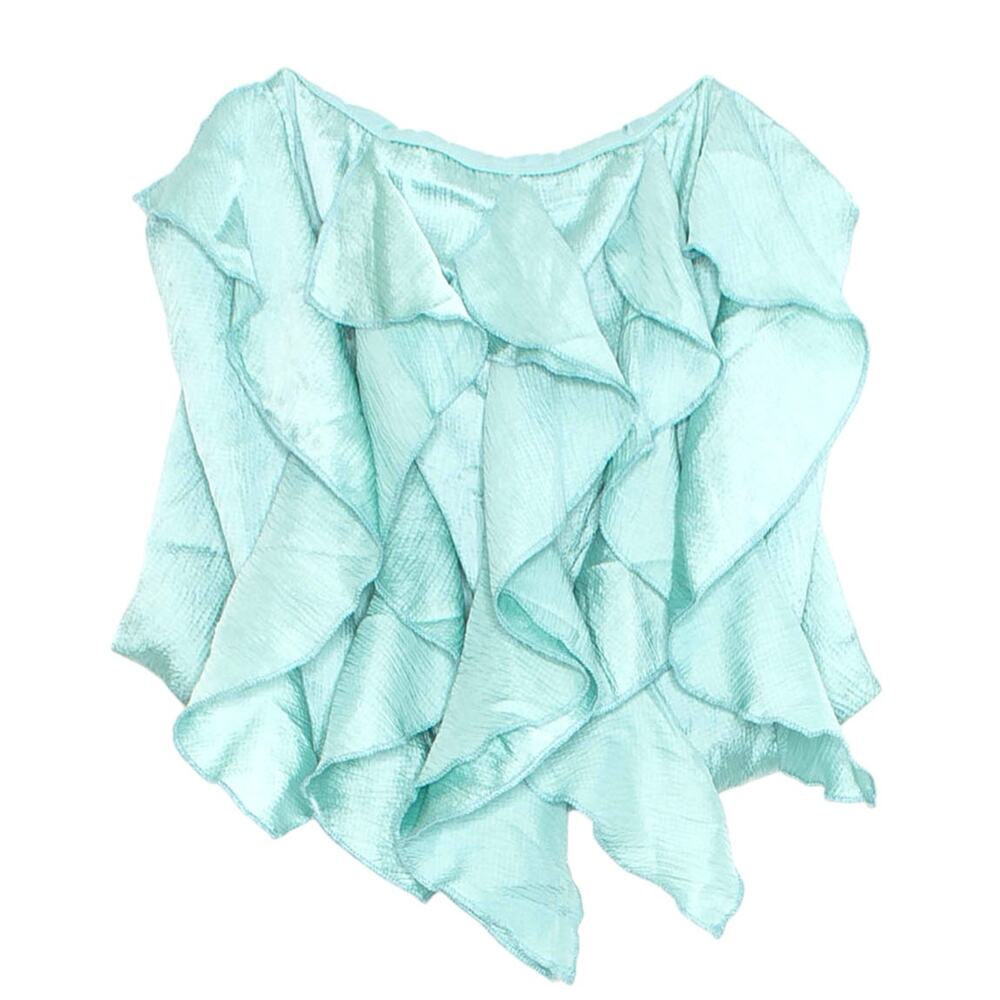 NWT Alkemy Crop Top Fairy Romantic Ruffle Ethereal Cottage Boho Turquoise Large